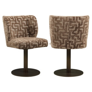 SCAUN ROTATIV FIONA, DIN METAL, LEMN SI TEXTIL, DE CULOARE MARO, DESIGN MODERN