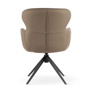 SCAUN ROTATIV HEATHER MOCA/NEGRU, TAPITERIE DIN PIELE ECOLOGICA, SPUMA, ARCURI SI METAL, STIL MODERN - Img 3