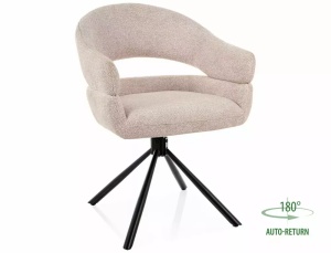 SCAUN ROTATIV LEO BEJ DESCHIS 23/NEGRU MAT, TAPITERIE DIN STOFA SI METAL, STIL MODERN