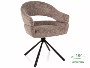 SCAUN ROTATIV LEO BEJ INCHIS 32/NEGRU MAT, TAPITERIE DIN STOFA SI METAL, STIL MODERN