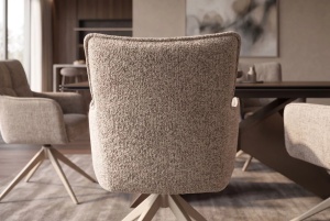 Scaun rotativ LUGANO cu funcție de revenire automată la 360°, cotiere, capacitate de încărcare 150 kg, tweed chenille taupe - Img 5