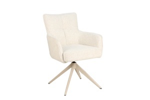 Scaun rotativ LUGANO cu funcție de revenire automată la 360°, cotiere, capacitate de încărcare 150 kg, tweed bej tip chenille - Img 5