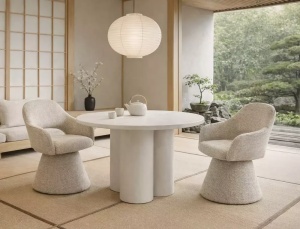 SCAUN ROTATIV, RIKU NOELLE, BEJ 30/NEGRU, TAPITERIE DIN TEXTIL, STIL MODERN - Img 6