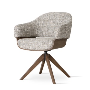 SCAUN ROTATIV, VENUS WOOD, BEJ-GRI/NATUR, TAPITERIE DIN TEXTIL SI PICIOARE DIN LEMN, STIL MODERN