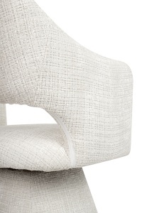 SCAUN ROTATIV VERONA, ALB, CONFECTIONAT DIN TAPITERIE DIN TEXTIL CHENILLE, SPUMA SI METAL, STIL MODERN - Img 8