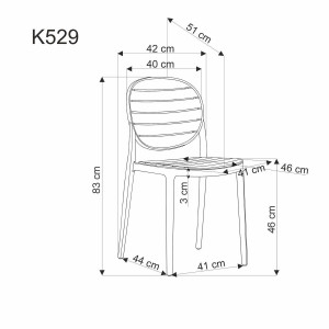 SCAUN TERASA K529, ALB, DIN POLIPROPILENA, STIL MODERN, SUPRAPOZABIL - Img 2