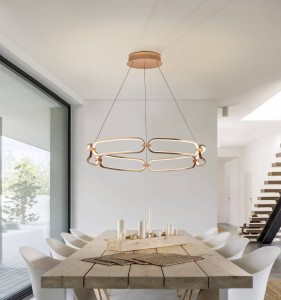 SCHULLER,LUSTRA/PLAFONIERA COLETTE, 80CM, AURIU ROSE/OPAL, DIN ALUMINIU SI SILICON, STIL MODERN