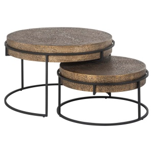 SET 2 MASUTE DE CAFEA DERBY, 211217, CONFECTIONATE DIN MDF SI METAL, CULOAREA NEGRU/AURIU, STIL MODERN - Img 2