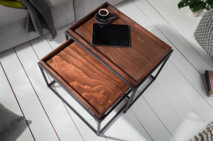 SET 2 MASUTE DE CAFEA, ELEMENTS DIN METAL SI BLAT DIN LEMN FAG - Img 4