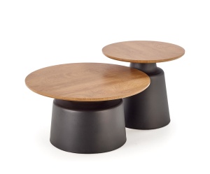 SET 2 MASUTE DE CAFEA MALOMI, NATURAL/NEGRU, DIN MDF FURNIRUIT SI METAL, STIL MODERN - Img 2