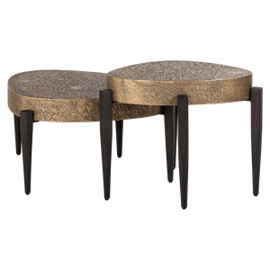 SET 2 MASUTE DE CAFEA MARQUEE 211834, CONFECTIONATE DIN MDF SI METAL, CULOAREA NEGRU/AURIU, STIL MODERN - Img 2