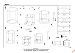 SET 2 MASUTE DE CAFEA OREO, STEJAR SAN REMO/NEGRU, DIN MDF FURNIRUIT SI METAL, STIL MODERN, HALMAR - Img 3
