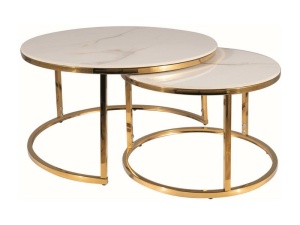 SET 2 MASUTE DE CAFEA PORTAFINO A, 45/60 CM, EFECT DE MARMURA ALBA/AURIU, BLAT DIN CERAMICA SI CADRU DIN METAL, STIL MODERN - Img 3