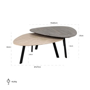 SET 2 MASUTE DE CAFEA SPENCER, 212373, CONFECTIONATA DIN METAL, MARMURA SI TRAVERTIN, NEGRU/NISIPIU/BEJ, STIL MODERN - Img 4