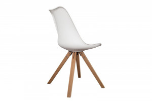 SET 2 SCAUNE, ALB DIN LEMN MASIV SI PIELE ECO, SCANDINAVIA, COD 35782, DESIGN SCANDINAV - Img 4