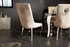 SET 2 SCAUNE BEIGE, BAROC, CATIFEA SI SUPORT DIN METAL, STIL CLASIC, ARTIM GROUP SELECTION - Img 4