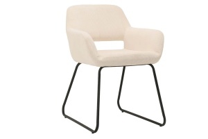 SET 2 SCAUNE CU COTIERE, MUSTANG, REALIZAT DIN METAL SI TEXTIL CATIFEA RAIAT, CULOARE BEJ/NEGRU