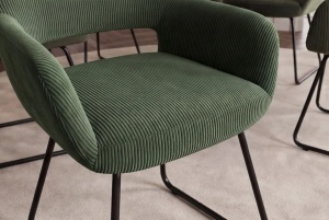 SET 2 SCAUNE CU COTIERE, MUSTANG, REALIZAT DIN METAL SI TEXTIL CATIFEA RAIAT, CULOARE VERDE/NEGRU - Img 7