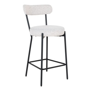 SET 2 SCAUNE DE BAR BADALONA, DIN METAL SI TEXTIL BOUCLE, CULOARE ALB/NEGRU, HOUSE NORDIC