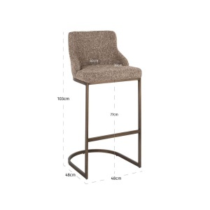 SET 2 SCAUNE DE BAR BOLTON BROWN TWEED, S4580, CONFECTIONATE DIN POLIESTER, METAL SI SPUMA, MARO, STIL MODERN - Img 2