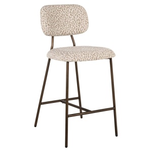 SET 2 SCAUNE DE BAR XENIA LEOPARD, 214159, CONFECTIONAT DIN POLIESTER, METAL SI SPUMA, BEJ/MARO, STIL MODERN - Img 2