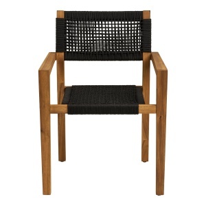 SET 2 SCAUNE DE TERASA ANZIO, REALIZAT DIN LEMN DE SALCAM SI POLIESTER, CULOARE NEGRU/NATUR, HOUSE NORDIC - Img 3