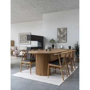 SET 2 SCAUNE DINING ARTENARA, DIN LEMN SI PIELE ECO, CULOARE NATUR/NEGRU, HOUSE NORDIC - Img 9