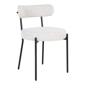 SET 2 SCAUNE DINING BADALONA, DIN METAL SI TEXTIL BOUCLE, CULOARE ALB/NEGRU, HOUSE NORDIC