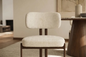 SET 2 SCAUNE DINING BELLANO, REALIZAT DIN MATERIAL TEXTIL SI METAL, CULOARE BEJ/MARO, INVICTA INTERIOR - Img 2