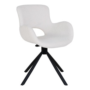 SET 2 SCAUNE DINING ROTATIV AMORIM, DIN METAL, FURNIR SI TEXTIL BOUCLE, CULOARE ALB GALBUI, HOUSE NORDIC