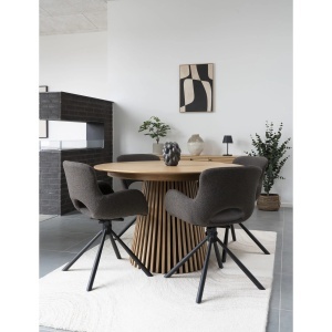 SET 2 SCAUNE DINING ROTATIV AMORIM, DIN METAL, FURNIR SI TEXTIL BOUCLE, CULOARE MARO GRI, HOUSE NORDIC - Img 5
