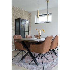 SET 2 SCAUNE DINING ROTATIV HARBO, DIN METAL, FURNIR SI PIELE ECO, CULOARE MARO, HOUSE NORDIC - Img 5
