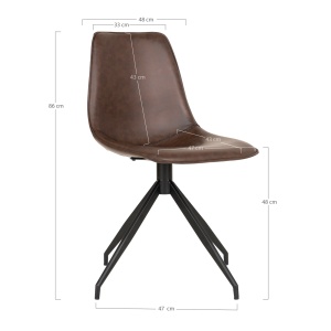 SET 2 SCAUNE DINING ROTATIVE MONACO, DIN METAL SI PIELE ECO, CULOARE MARO INCHIS/NEGRU, HOUSE NORDIC - Img 6