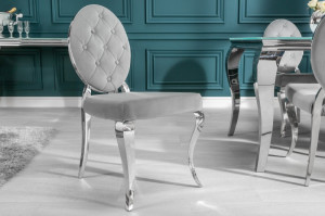 SET 2 SCAUNE, EXCLUSIV BAROCK, ARGINTIU/GRI, DIN METAL SI CATIFEA, ARTIM GROUP SELECTION - Img 2