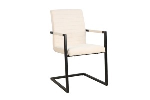 SET 2 SCAUNE LOFT, REALIZAT DIN METAL SI CATIFEA RAIAT, CULOARE CADRUL NEGRU SI TEXTIL BEJ