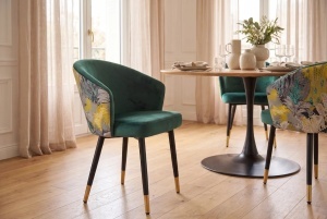 SET 2 SCAUNE MAISON, REALIZAT DIN METAL SI CATIFEA , CULOARE VERDE/MULTICOLOR, INVICTA INTERIOR - Img 3