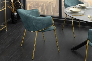 SET 2 SCAUNE, NOBLESSE, MATERIAL CATIFEA, CADRUL METAL, CULOARE TURCOAZ, ARTIM GROUP SELECTION - Img 11