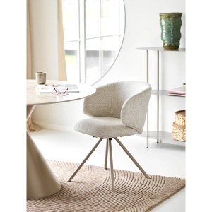 SET 2 SCAUNE ROTATIV FULHAM, DIN LEMN SI TEXTIL, CULOARE NISIPIU, HOUSE NORDIC - Img 2