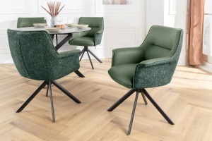 SET 2 SCAUNE ROTATIVE 180 GRADE, LE GRAND, MATERIAL CHENILLE, PIELE ECO SI PICIOARE DIN METAL, ARTIM GROUP SELECTION - Img 2