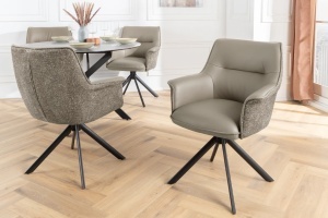 SET 2 SCAUNE ROTATIVE 180 GRADE, LE GRAND, MATERIAL CHENILLE, PIELE ECO SI PICIOARE DIN METAL, ARTIM GROUP SELECTION