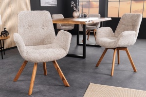 SET 2 SCAUNE ROTATIVE, BALTIC, BEJ, METAL SI TESATURA BUCLE, DESIGN MODERN, ARTIM GROUP SELECTION - Img 1