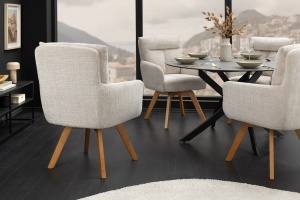 SET 2 SCAUNE ROTATIVE, BIG GEORGE, TEXTIL CHENILLE SI LEMN, CULOARE BEJ, ARTIM GROUP SELECTION - Img 9