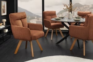 SET 2 SCAUNE ROTATIVE, BIG GEORGE, TEXTIL CHENILLE SI LEMN, CULOARE MARO, ARTIM GROUP SELECTION - Img 9