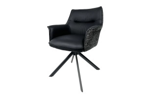 SET 2 SCAUNE ROTATIVE, LE GRAND, NEGRU, PIELE ECO SI MATERIAL TEXTIL, ARTIM GROUP SELECTION - Img 2