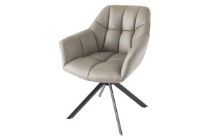 SET 2 SCAUNE ROTATIVE, PAPILLON, REALIZAT DIN PIELE SI METAL, CULOARE GRI TAUPE/NEGRU, INVICTA INTERIOR - Img 12