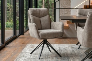 SET 2 SCAUNE ROTATIVE, PROMETHEUS, 180 grade, REALIZAT DIN METAL SI TEXTIL VELUR, CULOARE TAUPE, ARTIM GROUP - Img 4