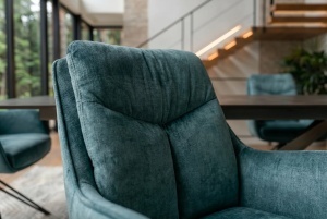 SET 2 SCAUNE ROTATIVE, PROMETHEUS, 180 grade, REALIZAT DIN METAL SI TEXTIL VELUR CATIFELAT, CULOARE ALBASTRU PETROL, ARTIM GROUP SELECTION - Img 3
