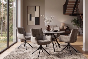 SET 2 SCAUNE ROTATIVE SIGNATURE, REALIZAT DIN METAL SI CATIFEA , CULOARE GRI, INVICTA INTERIOR