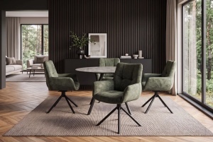 SET 2 SCAUNE ROTATIVE SIGNATURE, REALIZAT DIN METAL SI CATIFEA , CULOARE VERDE, INVICTA INTERIOR