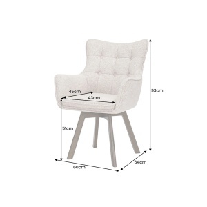 SET 2 SCAUNE ROTATIVE THOR 360GRADE, CADRUL DIN LEMN MASIV DE STEJAR SI MATERIAL TEXTIL , TAUPE DESCHIS, STIL MODERN - Img 4